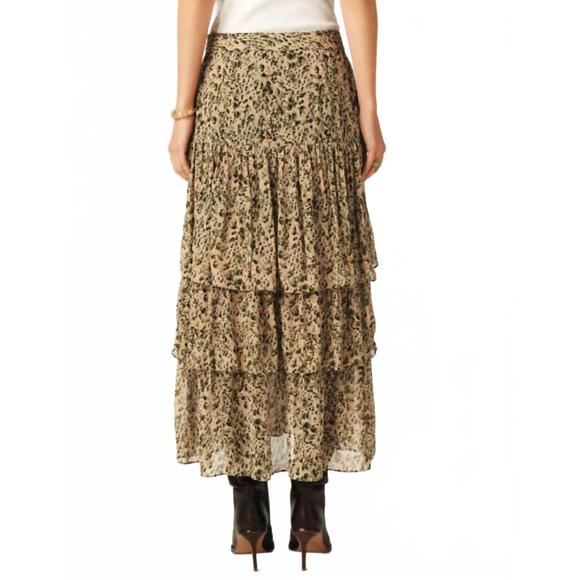 NEW BASH midi printed ruffled skirt in coccie - Picture 3 of 5